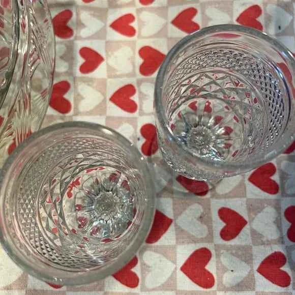 Anchor Hocking Wexford Goblets - Set of 2 | Vintage Pressed Glass Stemware | Vintage Glassware