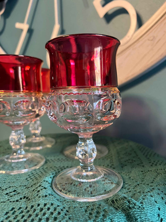 Vintage Indiana Glass Kings Crown with Cranberry Flash