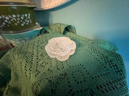 Vintage Lead Crystal 24% Pbo Flower Trinket Box – Made in Western Germany