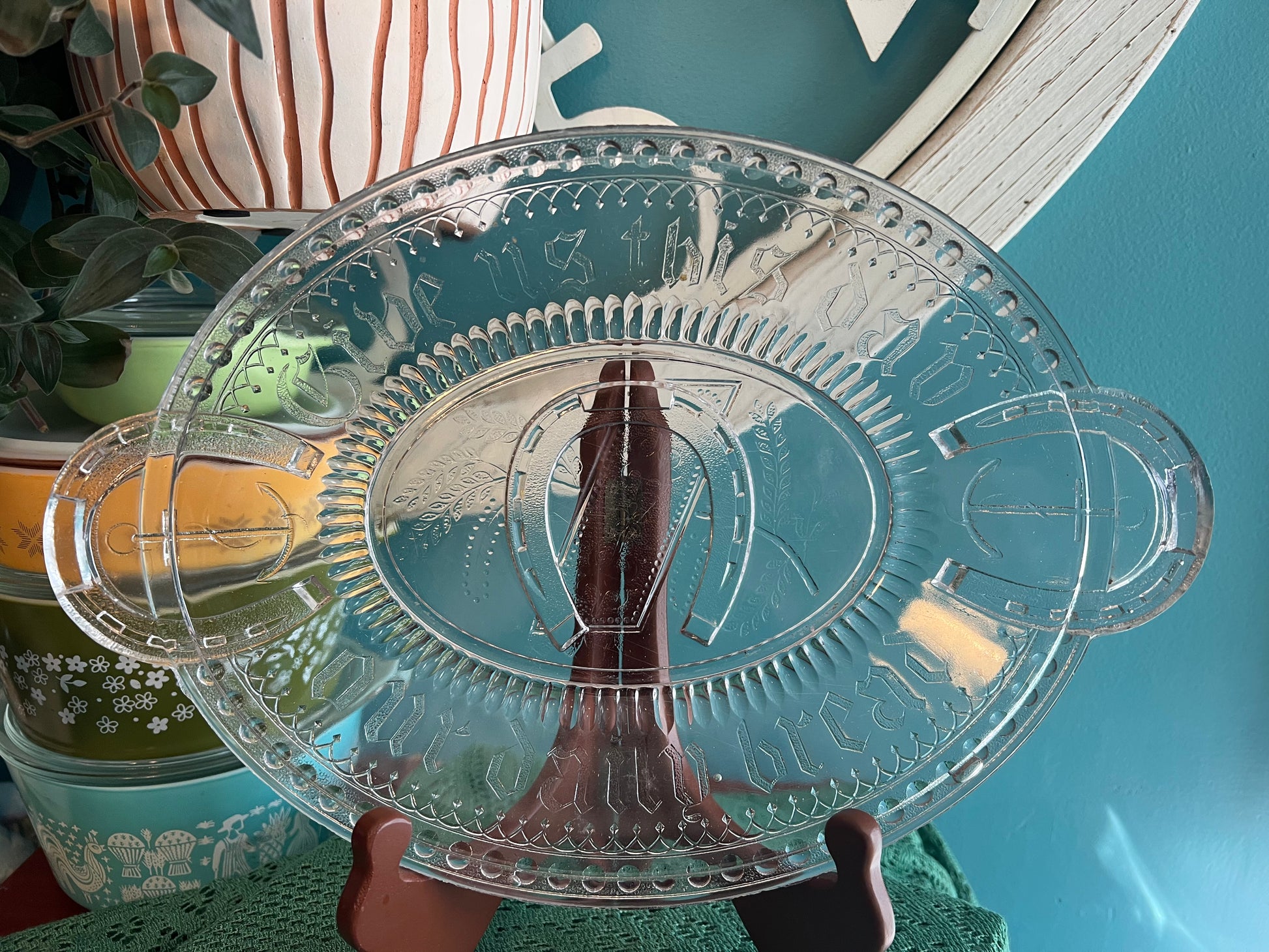 Antique Adams & Co. Good Luck bread tray and pickle dish set