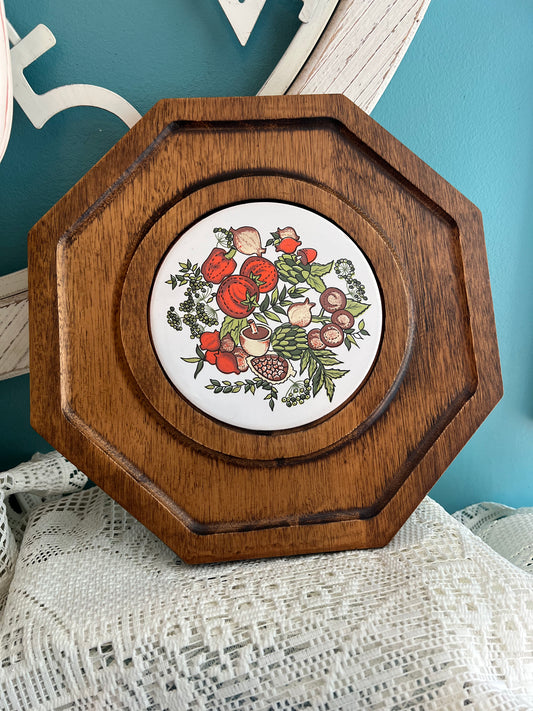 1970s wooden cheese tray