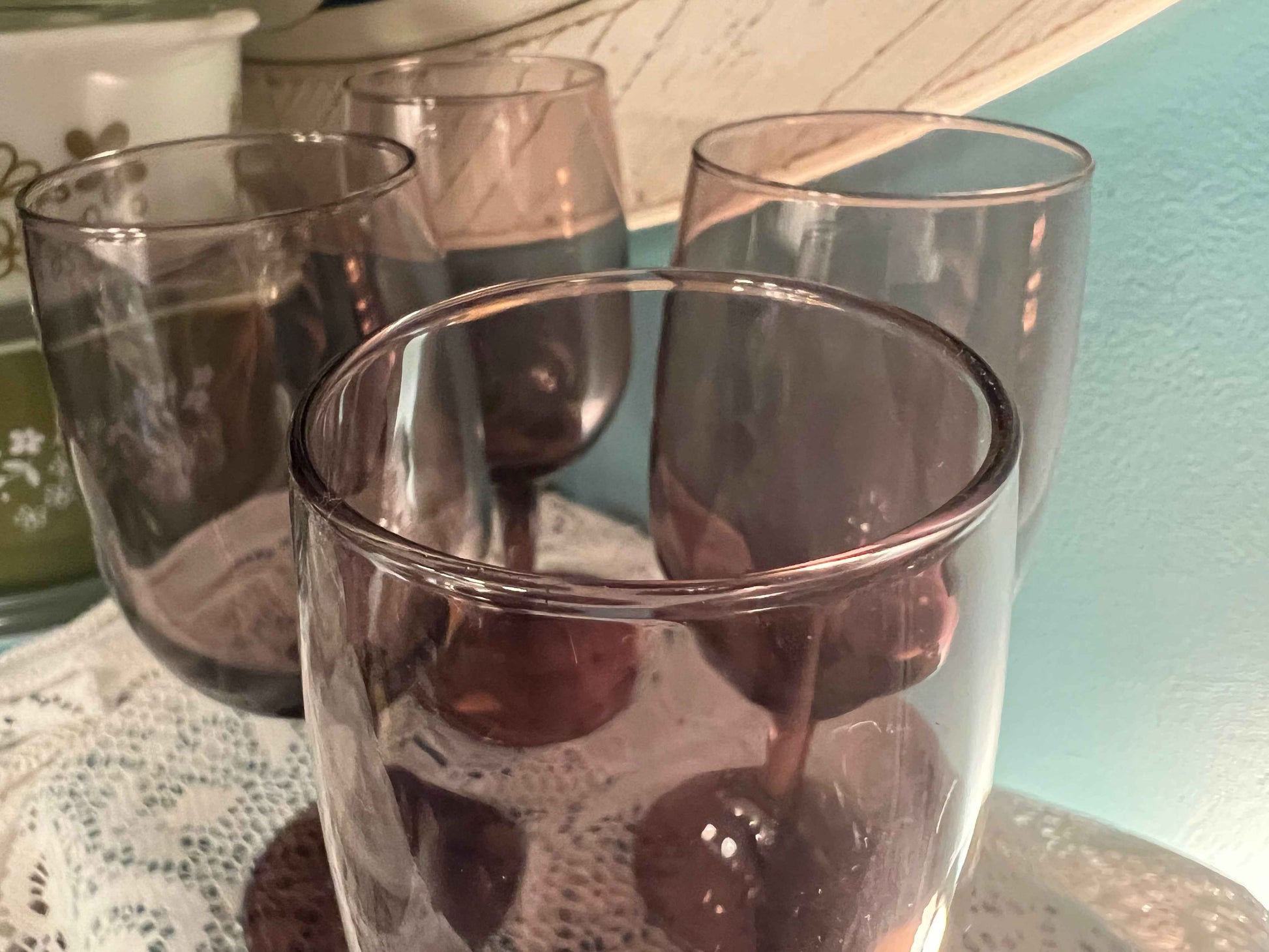 Libbey Purple Wine Glasses | Set of 4 Amethyst Vintage Stemware | Mid-Century Barware