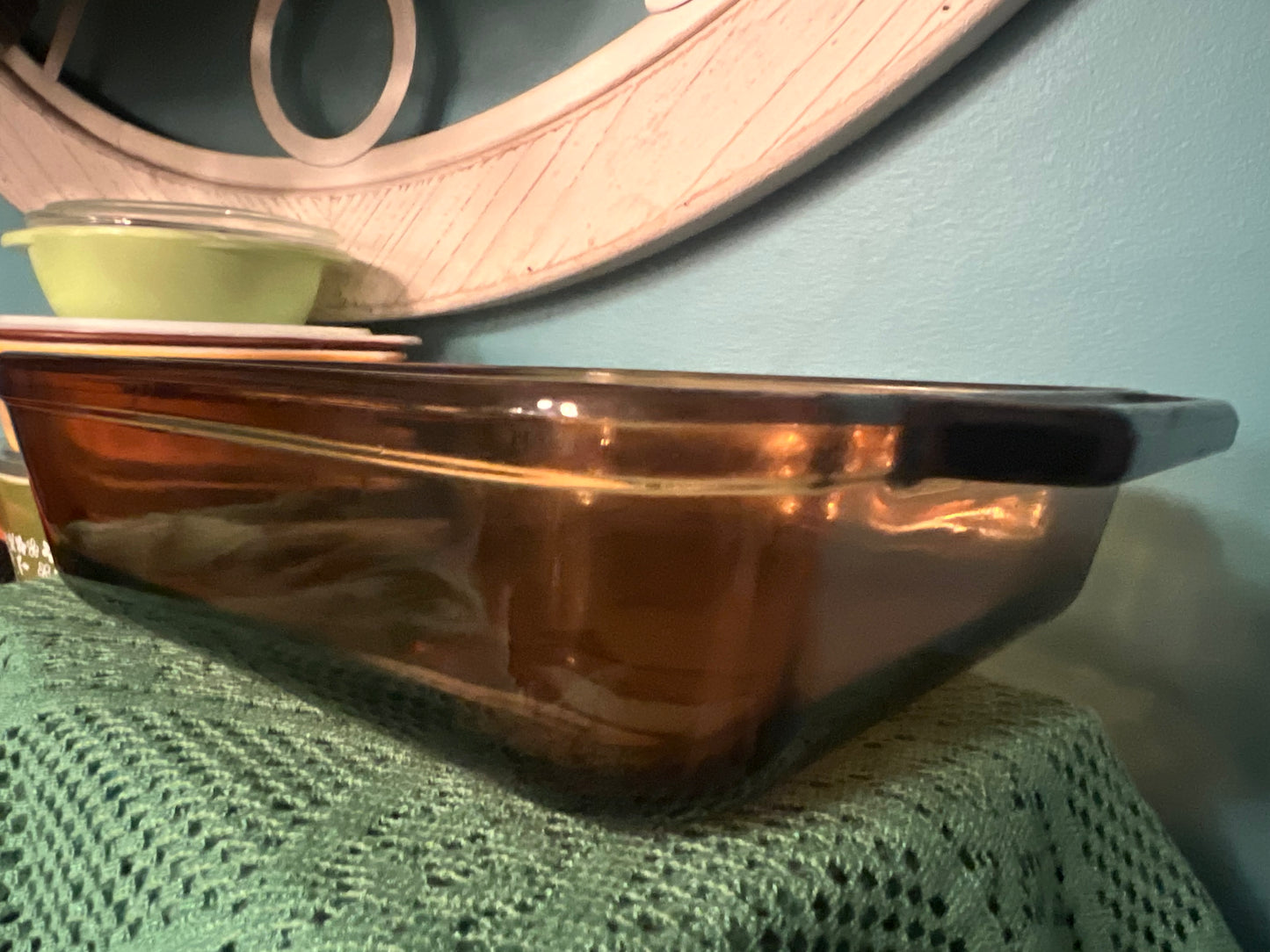 Collectible 1980s Anchor Hocking amber glass casserole or side dish