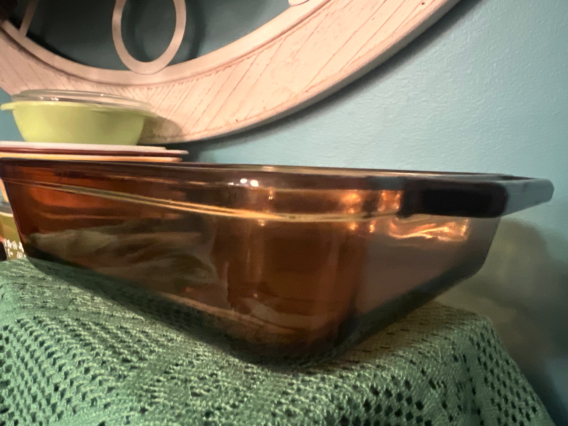 Collectible 1980s Anchor Hocking amber glass casserole or side dish