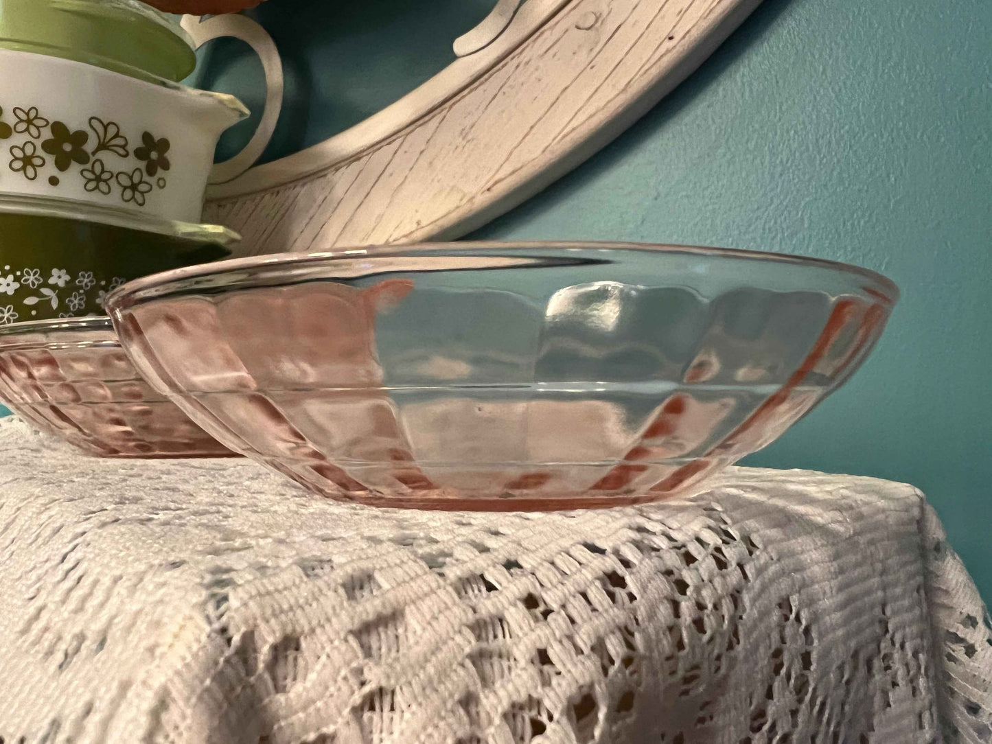 Vintage Anchor Hocking Block Optic Cereal Bowl - Set of 3 | Collectible Pink Depression Glass