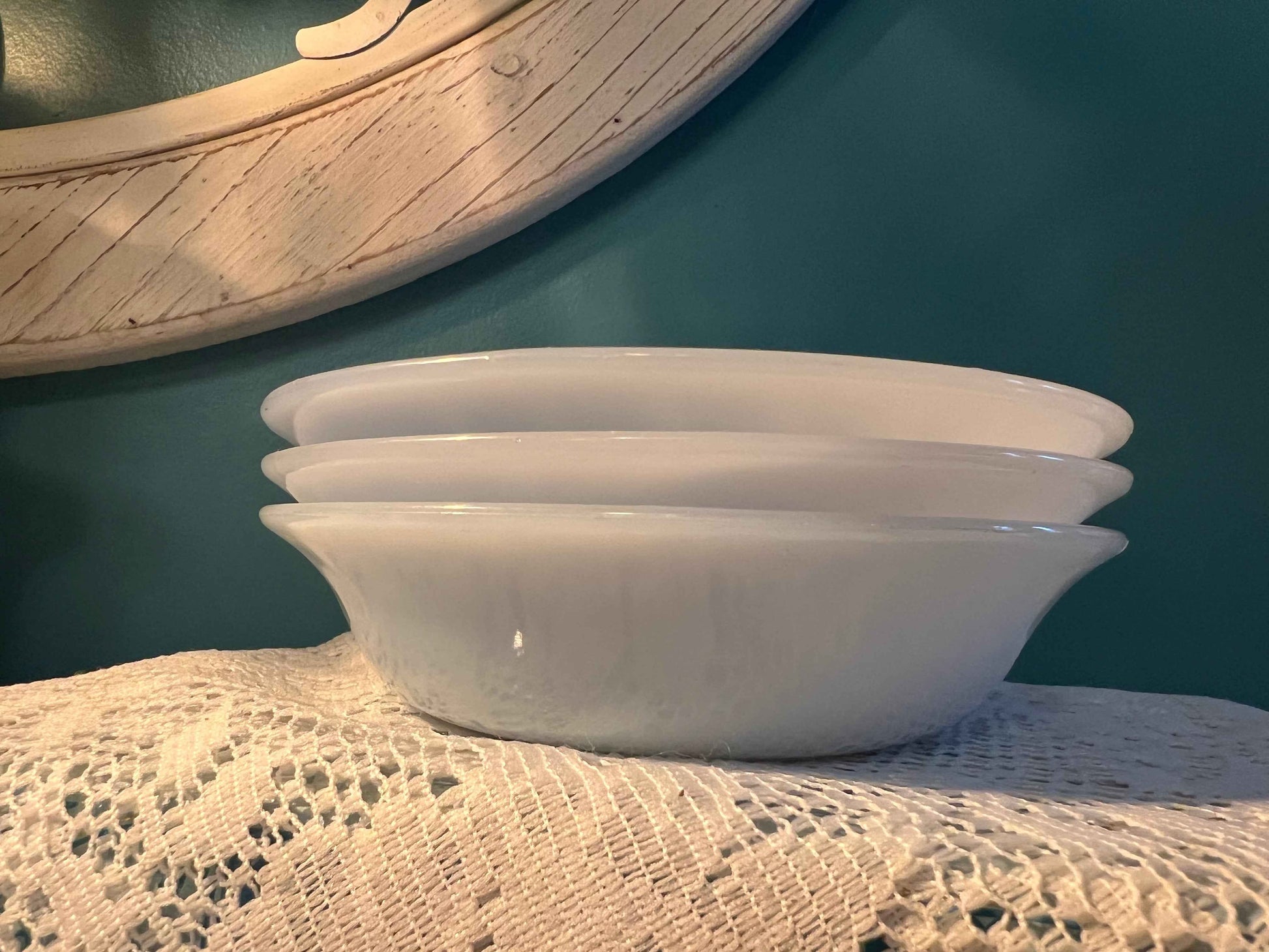 Vintage Anchor Hocking Fire-King Swirl Azurite Blue Glass Bowls | Set of 3 | Collectible Glassware