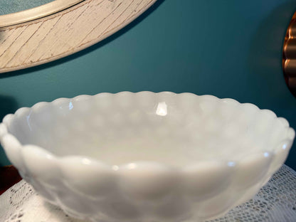 Anchor Hocking Milk Glass Bubble Bowl | 8.5" Mid-Century Modern Collectible