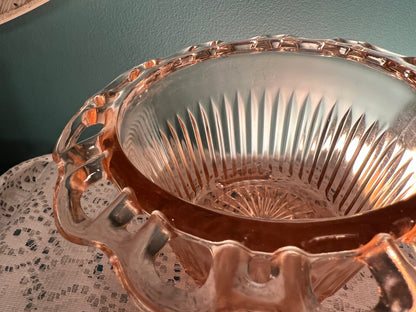 1930s pink Depression glass bowl for cottagecore kitchen or vintage farmhouse décor