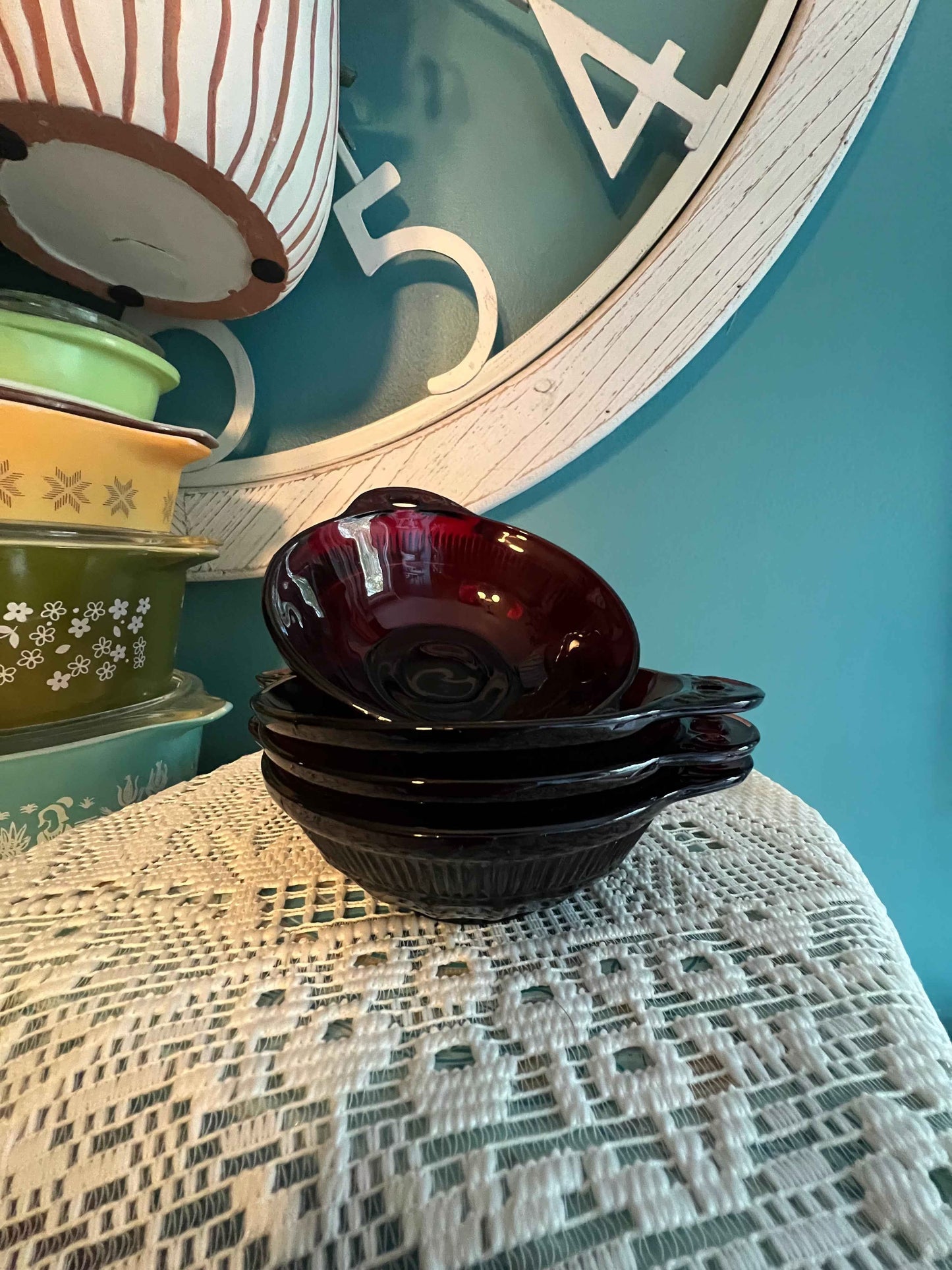 Vintage Anchor Hocking Ruby Red Coronation Bowls – Set of 4 – Dusty ...