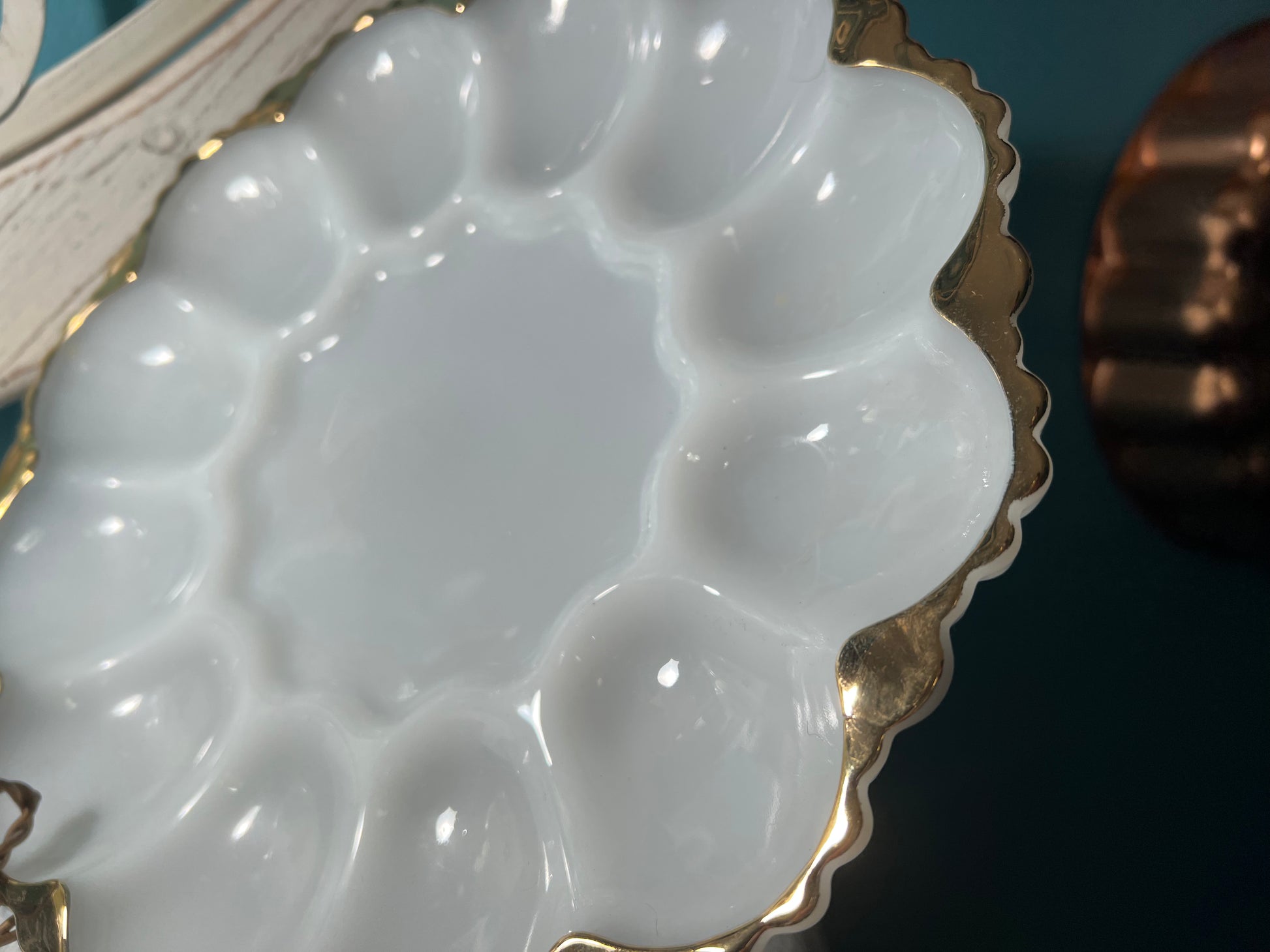Anchor Hocking Milk Glass Deviled Egg Platter