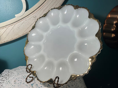 Anchor Hocking Gold Rimmed Egg Platter