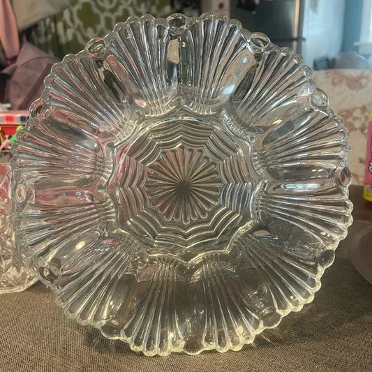 Vintage Anchor-Hocking collectible serving dish for appetizers or seafood