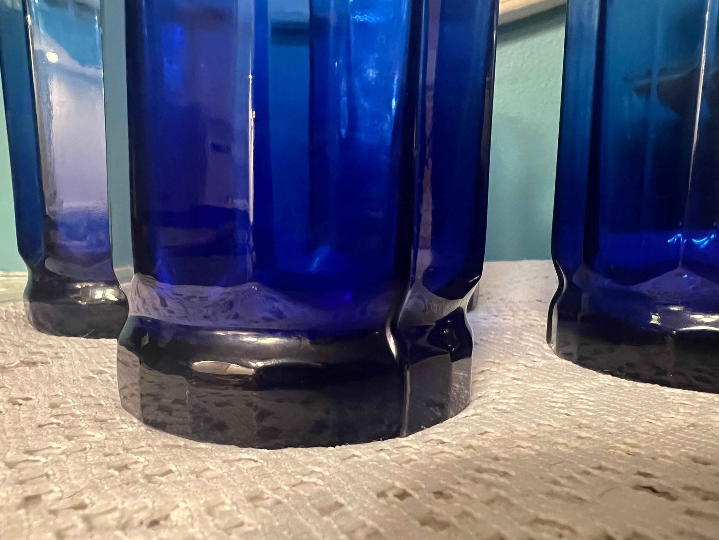 Set of 4 Anchor Hocking Essex Cobalt Blue Tumblers | 16 oz Iced Tea Glasses | Weighted Base