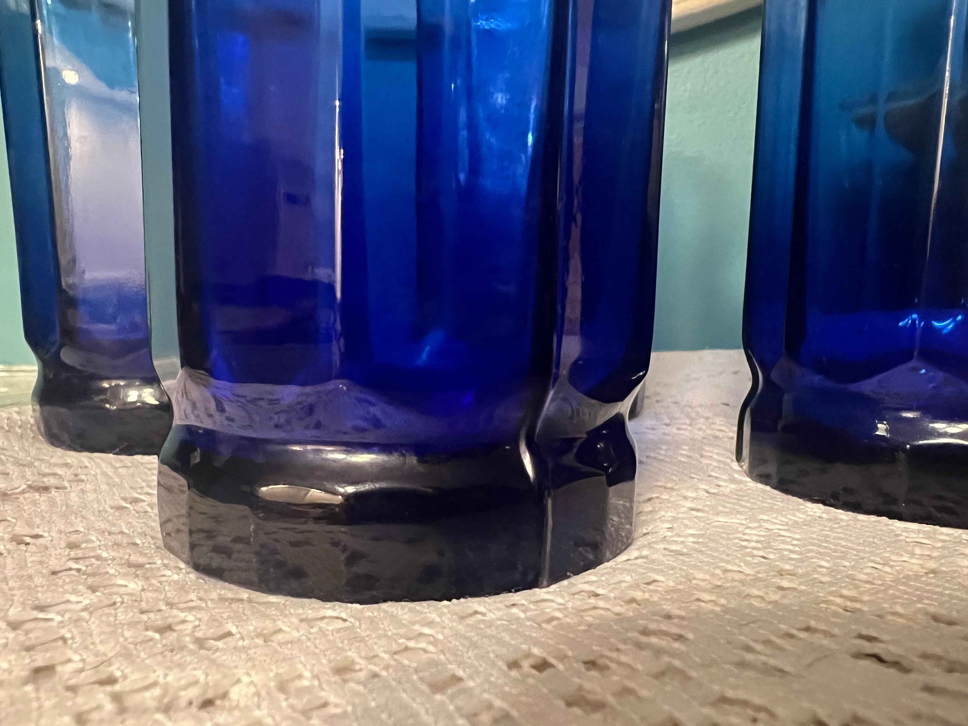 Set of 4 Anchor Hocking Essex Cobalt Blue Tumblers | 16 oz Iced Tea Glasses | Weighted Base