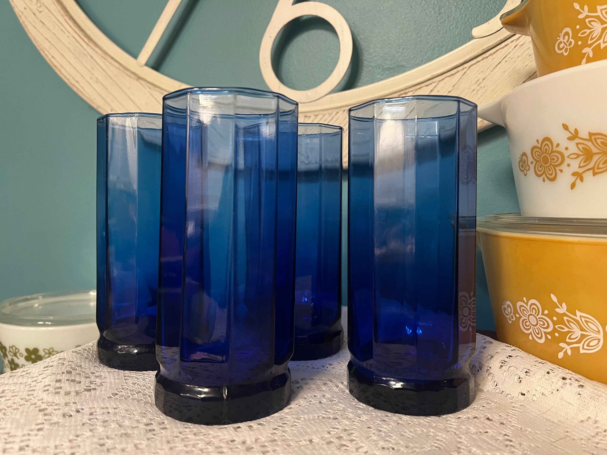 Set of 4 Anchor Hocking Essex Cobalt Blue Tumblers | 16 oz Iced Tea Glasses | Weighted Base