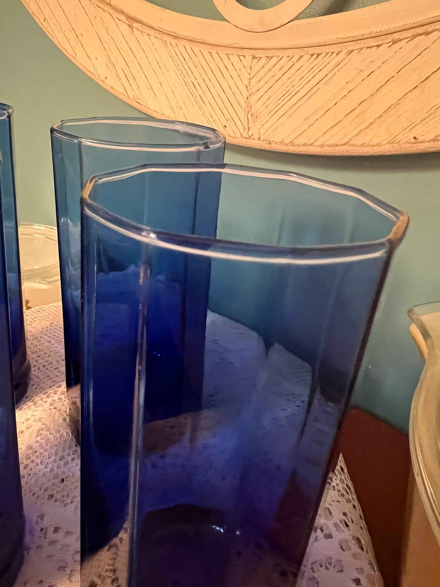 Set of 4 Anchor Hocking Essex Cobalt Blue Tumblers | 16 oz Iced Tea Glasses | Weighted Base