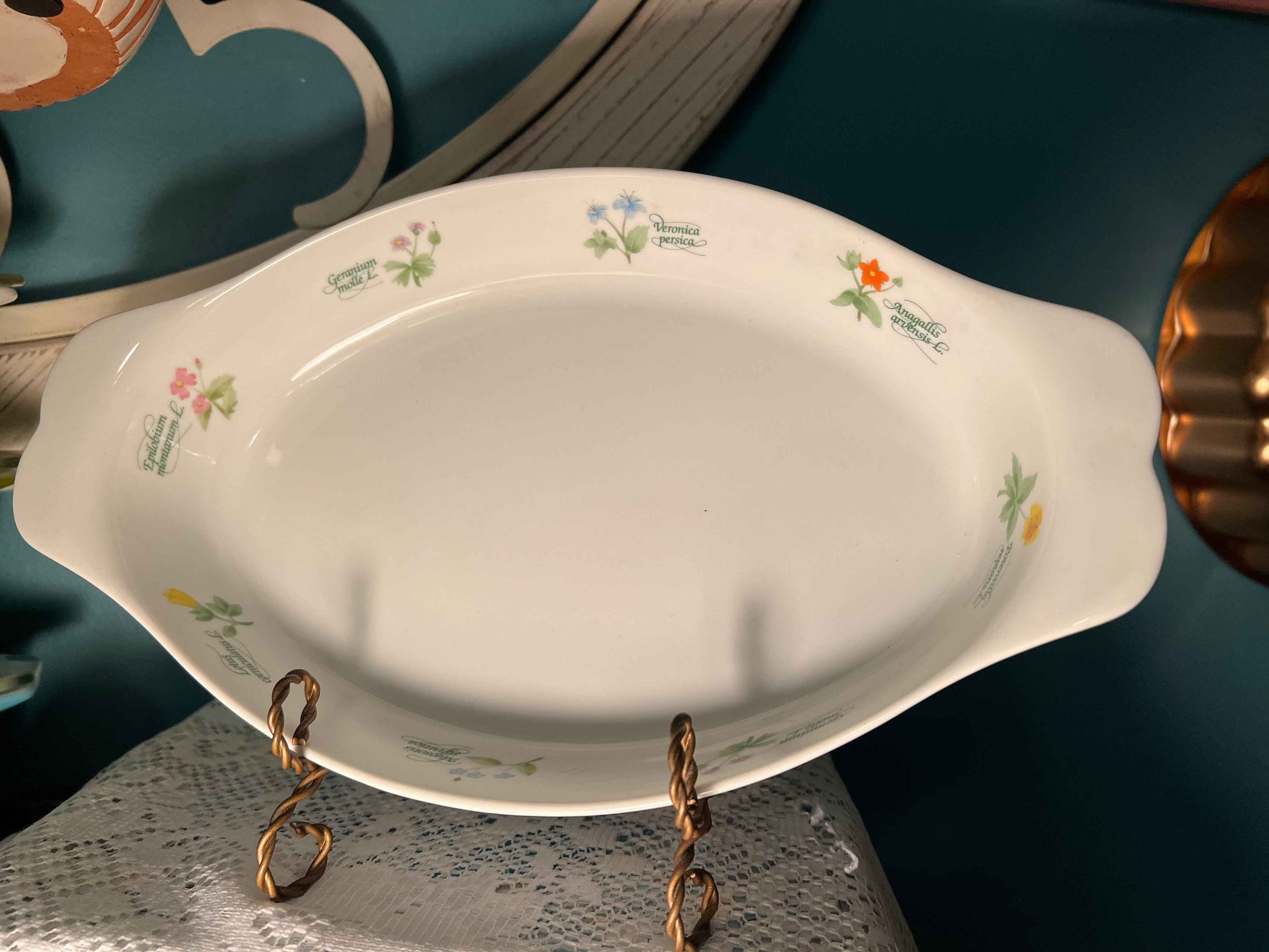 Anchor Hocking Ovenware Au Gratin Casserole Dish | 1 Quart | Vintage Floret Pattern