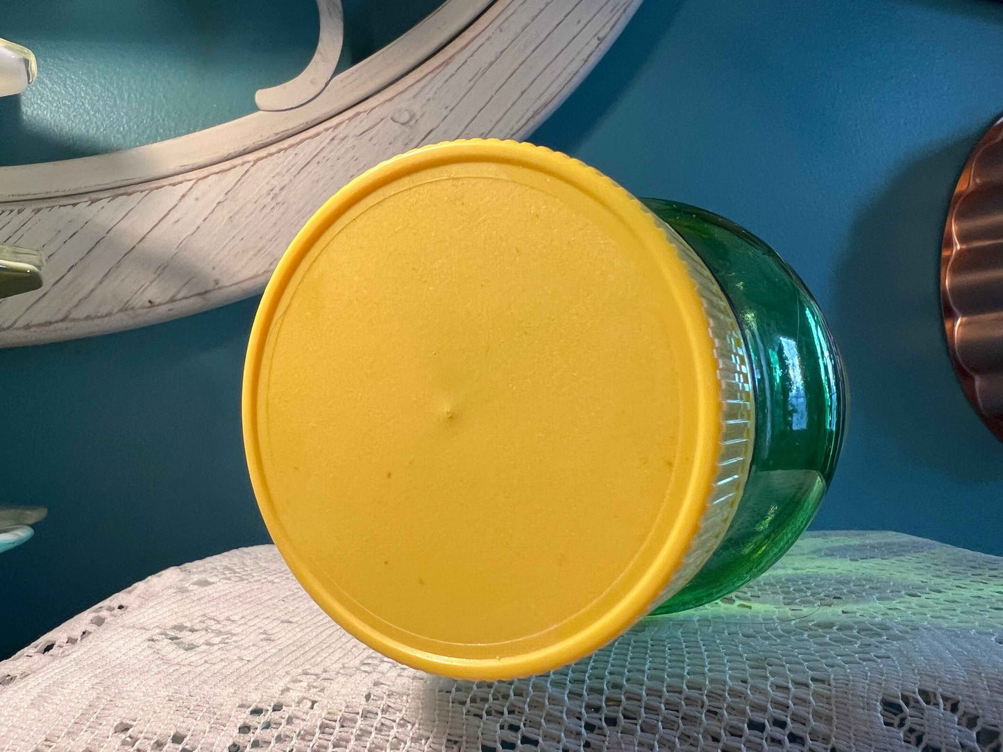 Vintage Anchor Hocking Green Glass Lemonade Pitcher | Golden Anniversary | 8.5" | Collectible Glassware