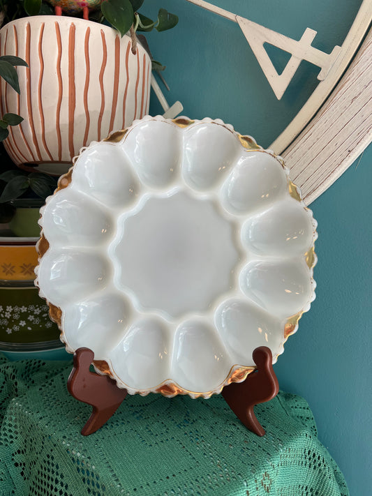 Anchor Hocking milk glass egg plate