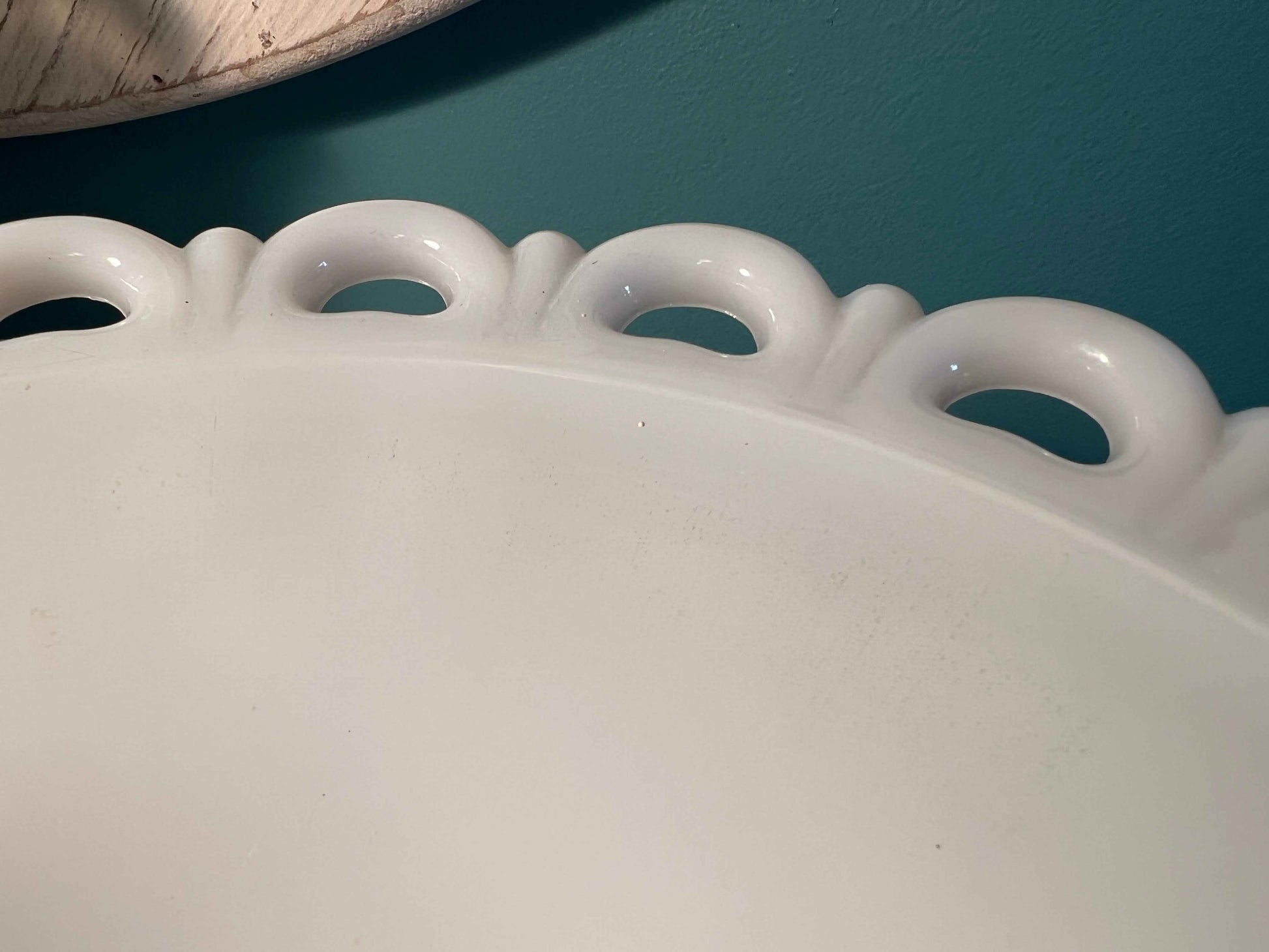 Anchor Hocking Milk Glass Lace Edge Bowl | 11" Mid-Century Modern Collectible