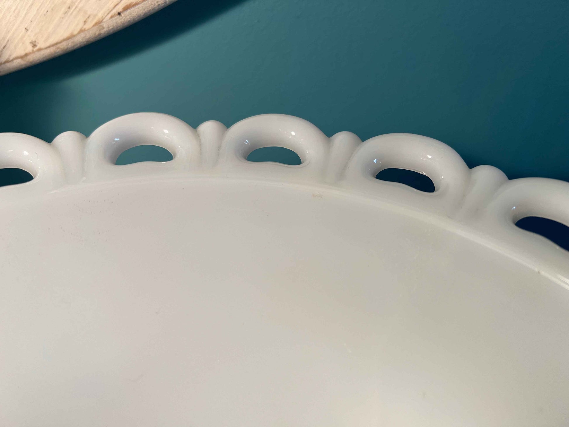 Anchor Hocking Milk Glass Lace Edge Bowl | 11" Mid-Century Modern Collectible