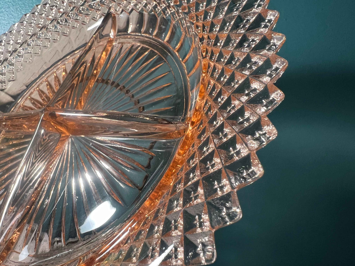 Vintage Anchor Hocking Miss America Pink Depression Glass Divided Relish Dish | 4 Sections