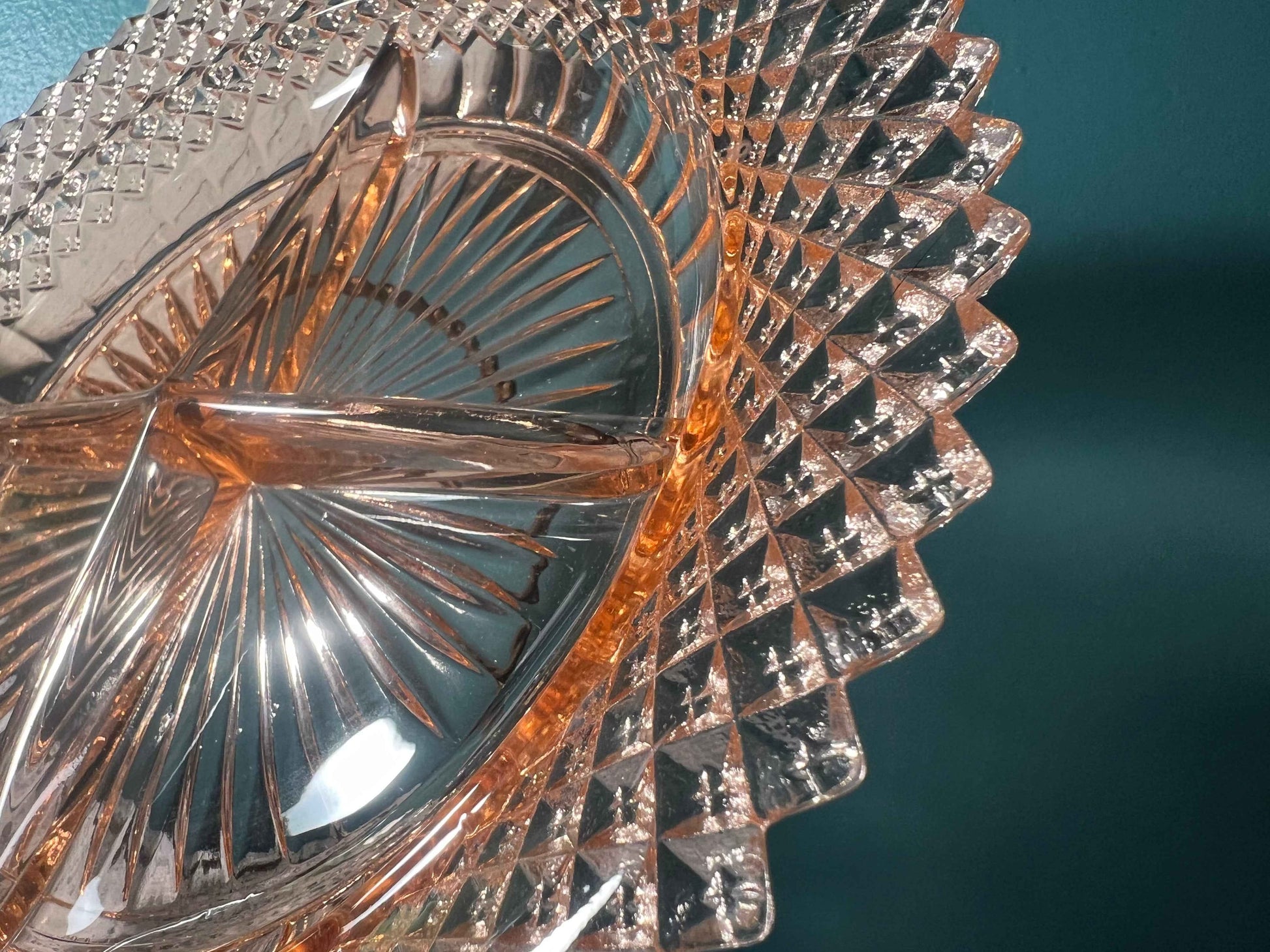 Vintage Anchor Hocking Miss America Pink Depression Glass Divided Relish Dish | 4 Sections