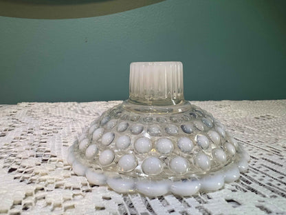 Vintage Anchor Hocking Moonstone Opalescent Hobnail Candle Holder | 1940s Glass