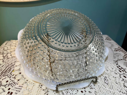 Vintage Anchor Hocking Hobnail Opalescent Serving Bowl | Moonstone Style Glass
