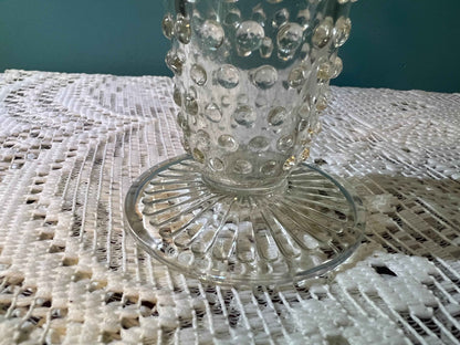 Vintage Anchor Hocking Moonstone Hobnail Opalescent Vase | Fluted Rim Glass