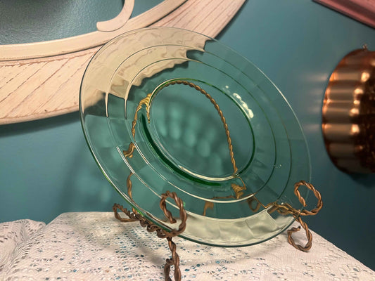 Vintage Anchor Hocking Block Optic Plate | Uranium Glass | 8" Depression Glass