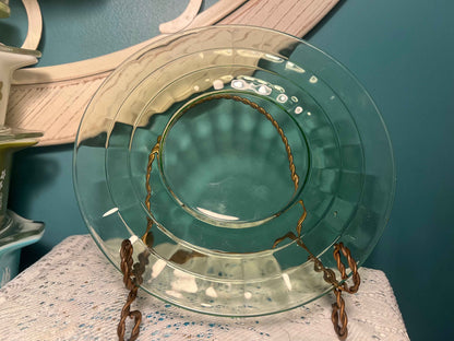 Vintage Anchor Hocking Block Optic Plate | Uranium Glass | 8" Depression Glass