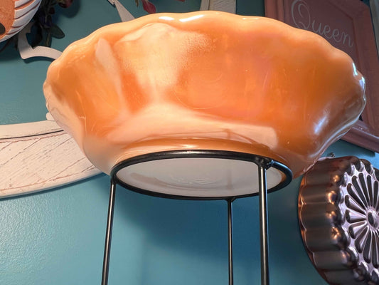 Vintage Anchor Hocking Peach Lustre Swirl Vegetable Bowl | 8" Round Glass Bowl