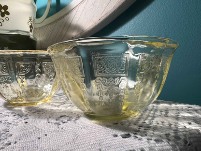 Vintage Anchor Hocking Princess Topaz Teacups - Set of 2 | Yellow Depression Glass | 1931–1934