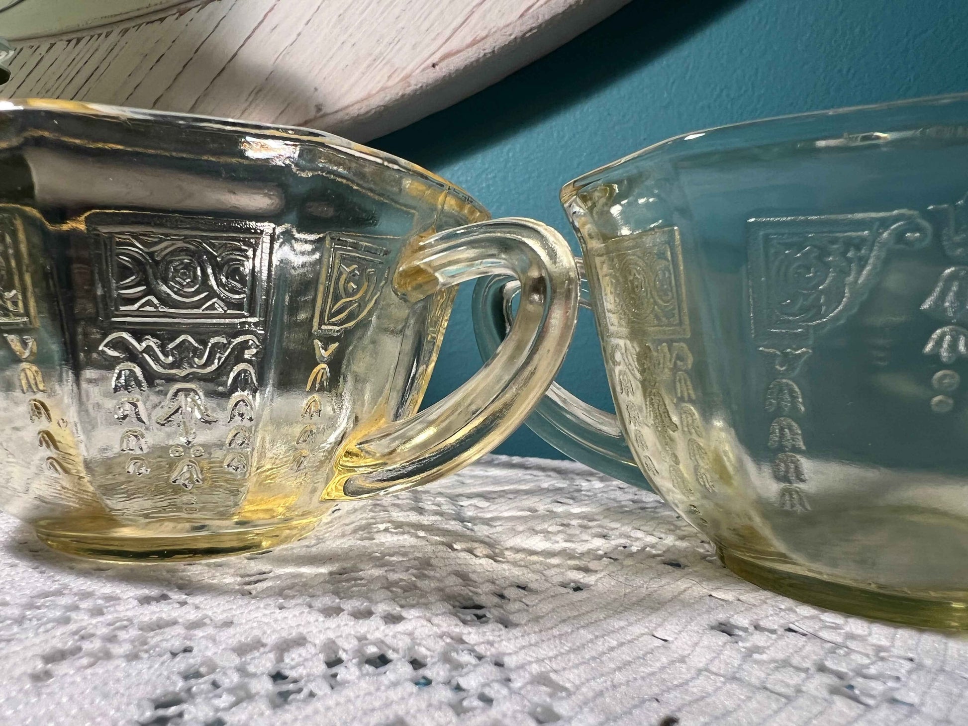 Vintage Anchor Hocking Princess Topaz Teacups - Set of 2 | Yellow Depression Glass | 1931–1934