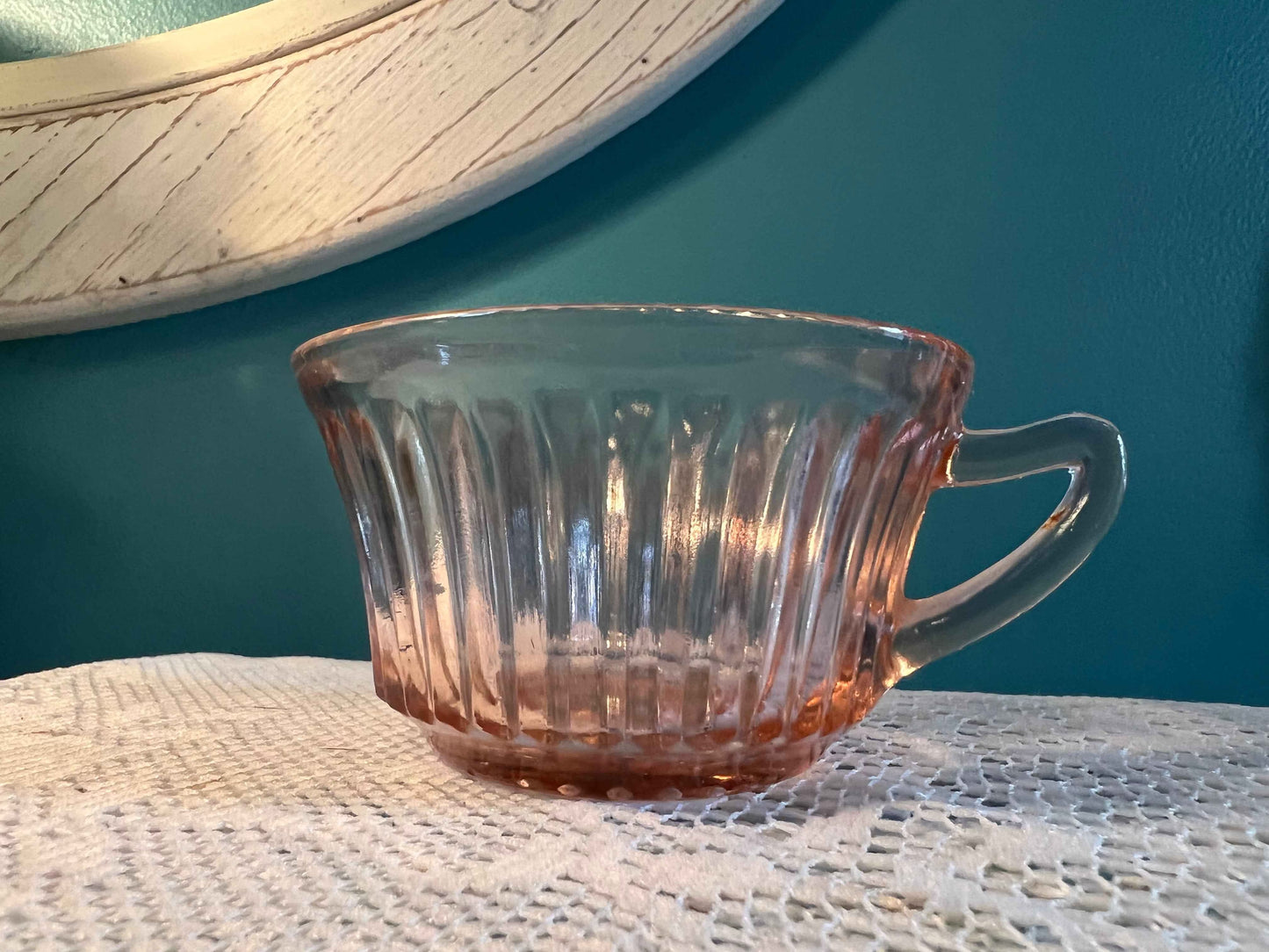 Vintage Anchor Hocking Pink Queen Mary Depression Glass Cup | 3.5" Collectible Glassware