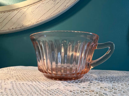 Vintage Anchor Hocking Pink Queen Mary Depression Glass Cup | 3.5" Collectible Glassware