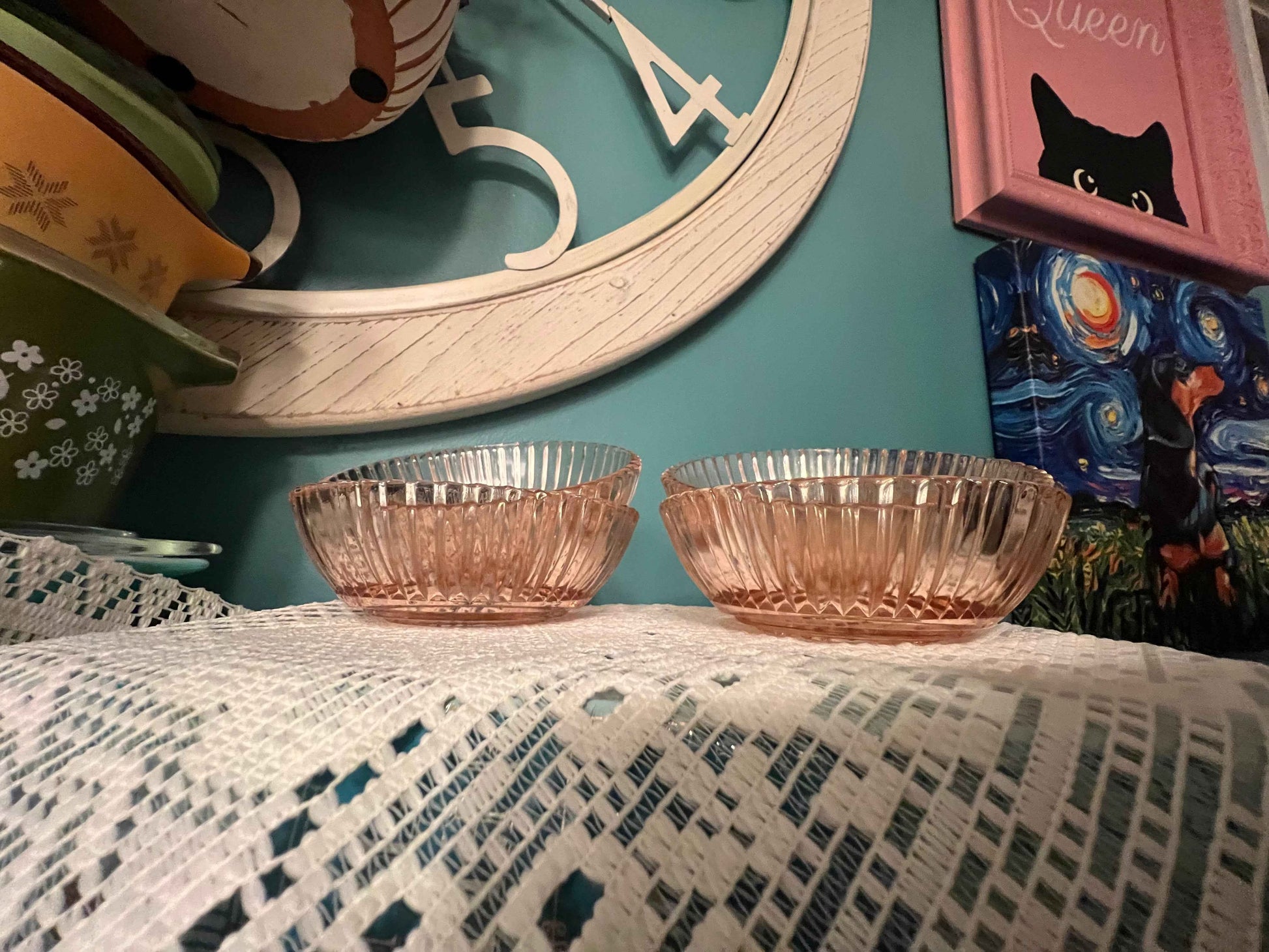 Vintage Anchor Hocking Queen Mary Dessert Bowls - Small Bottom | Pink Depression Glass