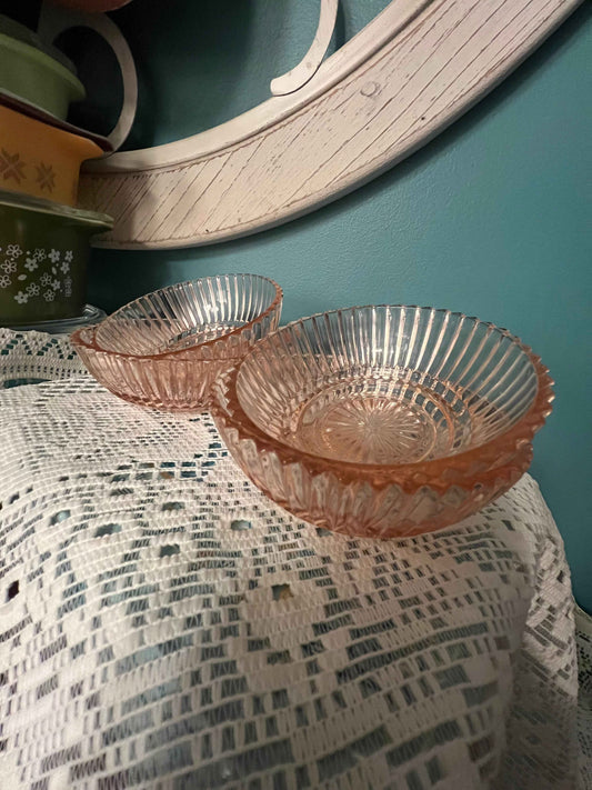 Vintage Anchor Hocking Queen Mary Dessert Bowls - Small Bottom | Pink Depression Glass