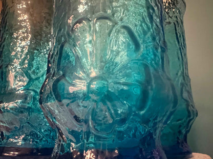 Anchor Hocking Rain Flower Glasses | Electric Blue | Vintage Glassware