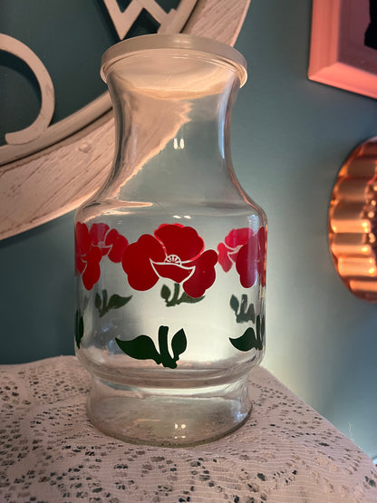collectible anchor hocking red poppy juice carafe mid century glassware
