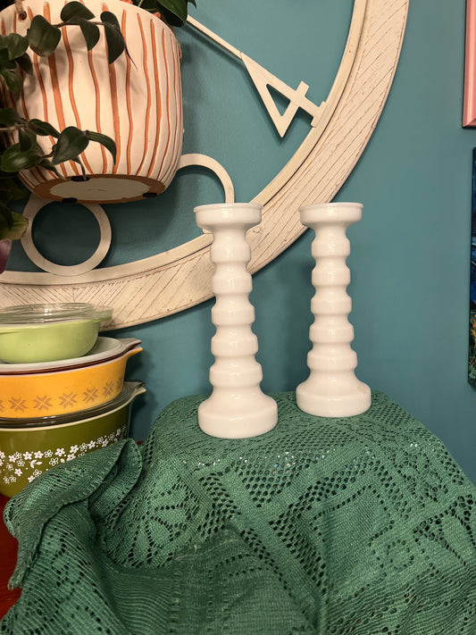 Anchor Hocking milk glass vases