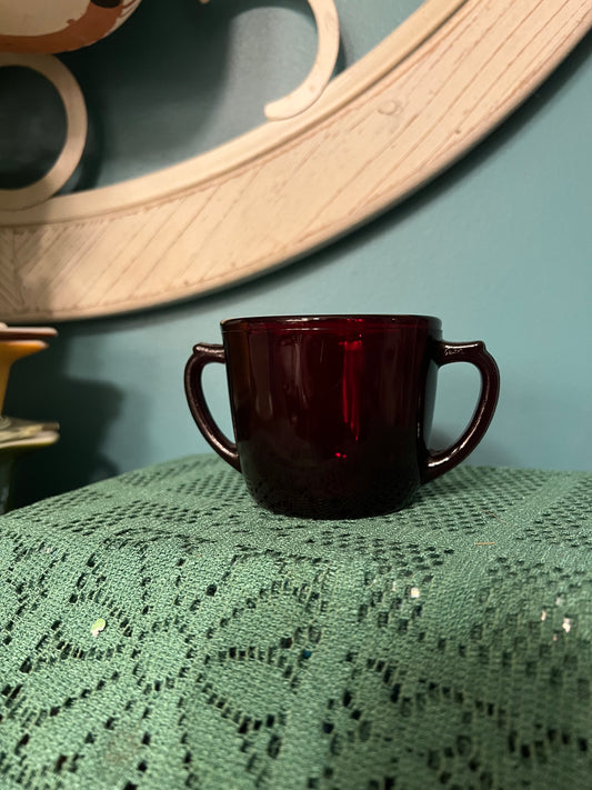 Vintage Anchor Hocking Royal Ruby Open Sugar Dish