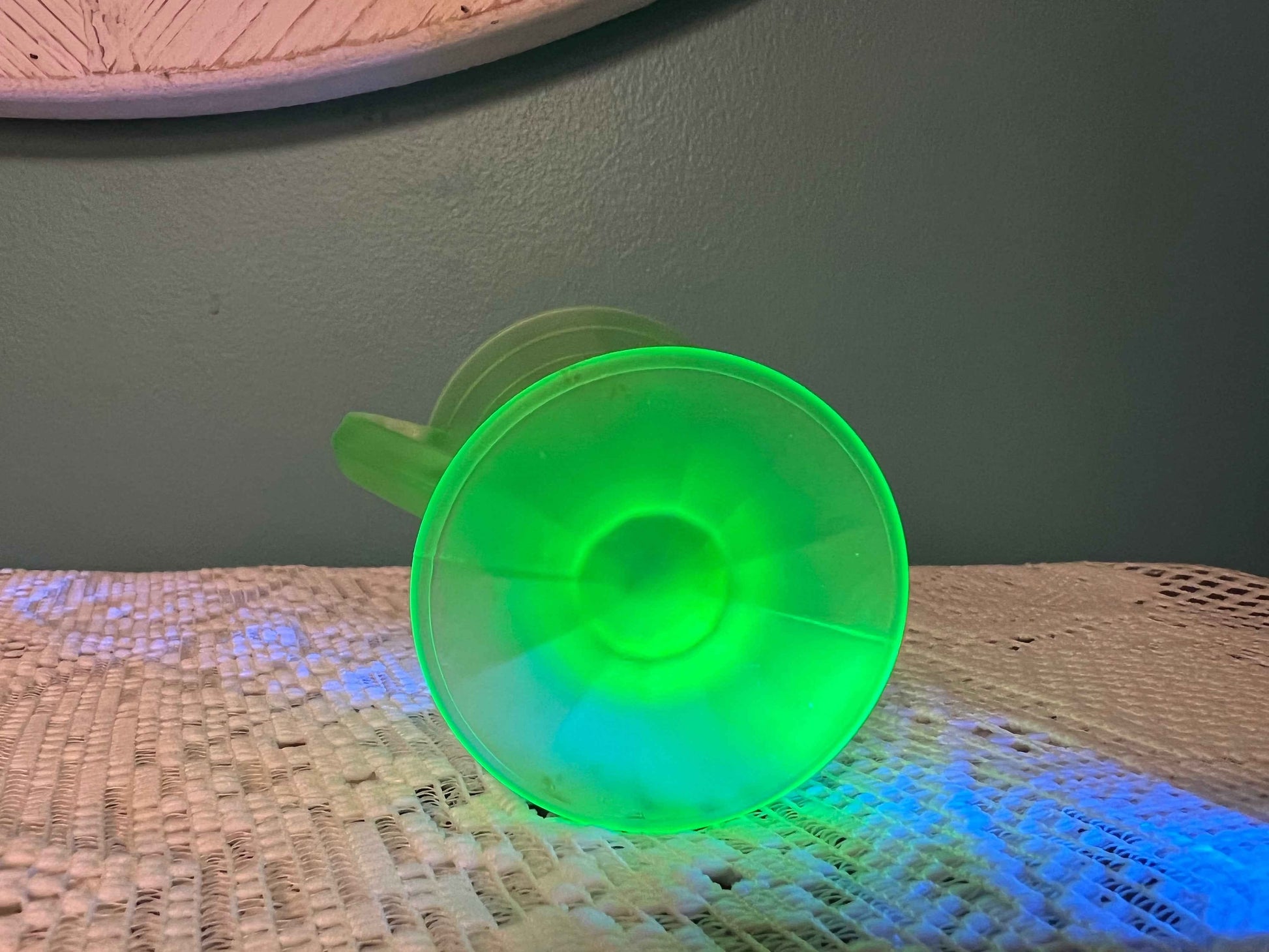 Vintage Anchor Hocking Green Satin Block Optic Sugar Bowl | Depression Glassware