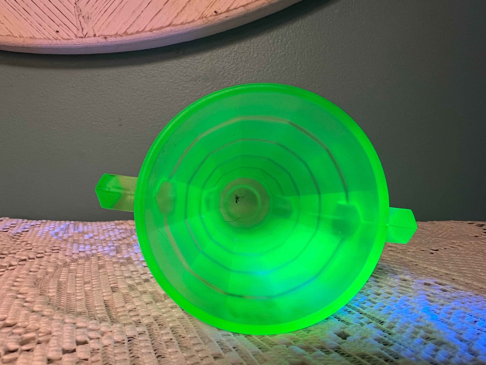 Vintage Anchor Hocking Green Satin Block Optic Sugar Bowl | Depression Glassware