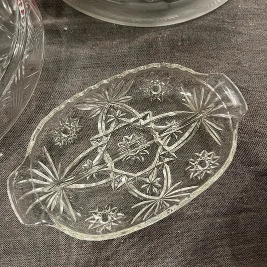 Vintage Anchor Hocking Early American Prescut Star of David Divided Relish Dish