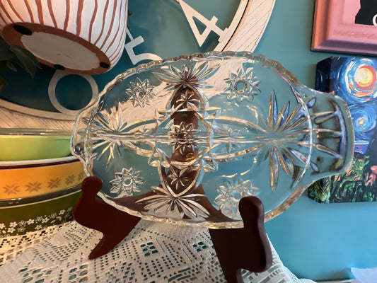 Vintage Anchor Hocking Early American Prescut Star of David Divided Relish Dish
