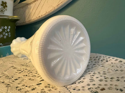 Anchor Hocking Stars & Bars Bud Vase | 6" Milk Glass | Vintage Decor
