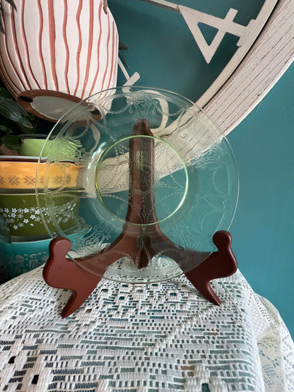 vintage Anchor Hocking uranium green cameo ballerina Depression glass lunch plate
