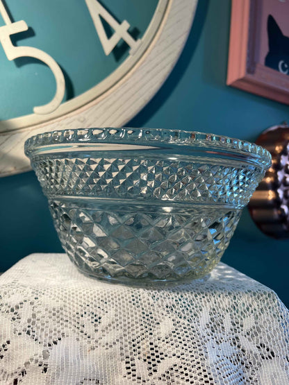Anchor Hocking Wexford Pressed Glass Punch Bowl | 13.75" | Vintage Glassware